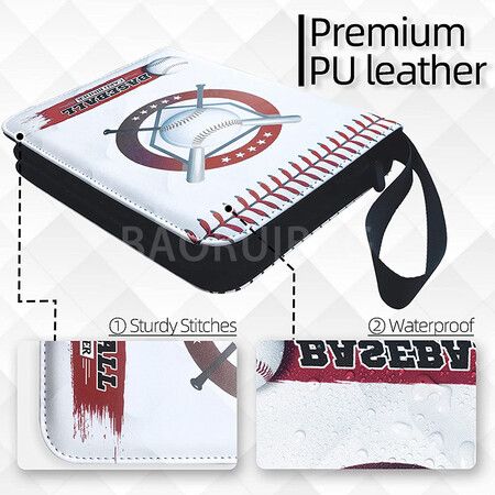 Baseball Card Binder PU Sleeves Trading Cards 400cards 4 Pockets Holder Protectors Set for Football Cards and Sports Cards