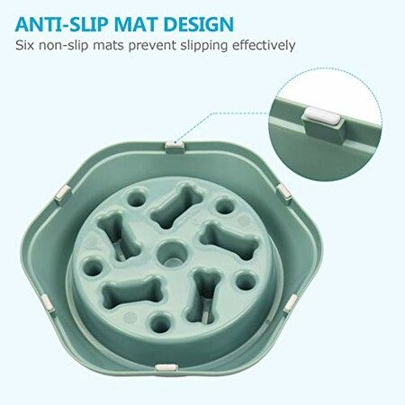 Slow Feeder Dog Bowl Anti-Chocking Slower Feeding Puzzle Bowl, Interactive Bloat Stop Food Dishes Non-Slide Lick Treat for Small Medium Dogs (Green)