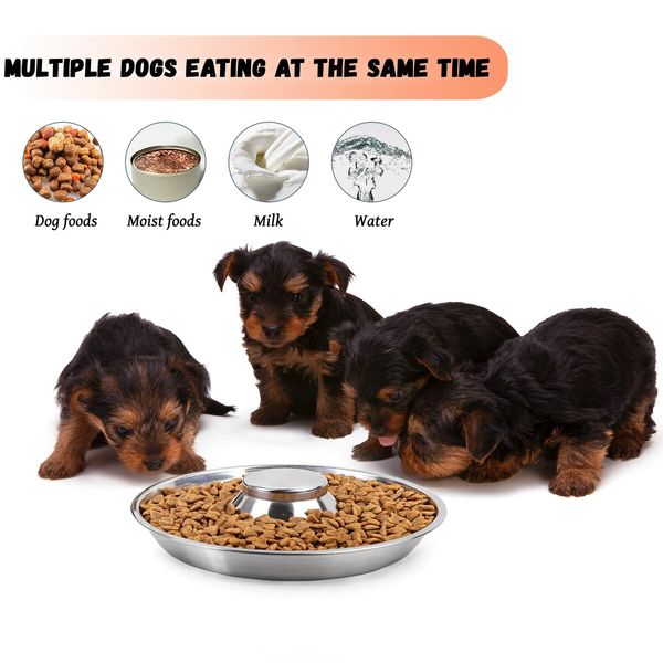 Stainless Steel Puppy Bowl Cat Dog Puppy Pet Slow Feeder Bowl Preventing Indigestion Eco-Friendly Durable Bowl Water Feeder 30cm