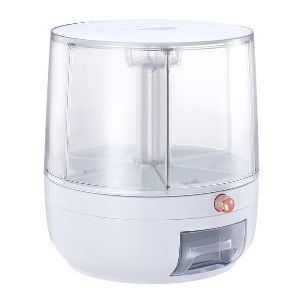 Cereal Rice Box Dispenser Rotating Dry Food Storage Container Bin Grain Flour Candy Snack 6 Grids Measuring Cup 10kg