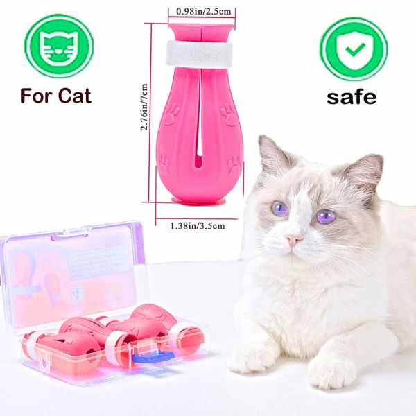 Cat Boots for Cat Only, Anti-Scratch  Adjustable prickly Anti-off shoes for Cat Silicone  for Cats of All Sizes for Bathing and Shaving (Pink)