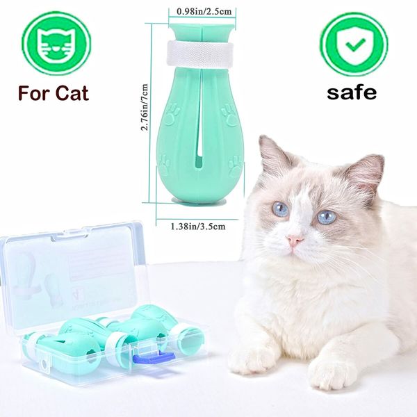 Cat Boots for Cat Only, Anti-Scratch  Adjustable prickly Anti-off shoes for Cat Silicone  for Cats of All Sizes for Bathing and Shaving (Green)