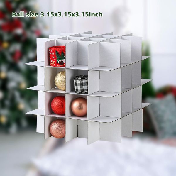 Christmas Ornament Storage Box   Hold 64 Christmas Balls Holiday Ornaments Xmas Holiday Ornament Storage Cube Organizer Christmas Chest with Dividers