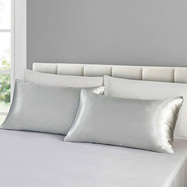 Satin Pillowcase Set of 2  Silk Pillow Cases for Hair and Skin Satin Pillow Covers 2 Pack with Envelope Closure (51*66cm White)