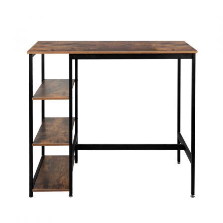 Levede High Bar Table Pub Industrial 3-Tier Storage Shelf Wooden Cafe 110CMX60CM