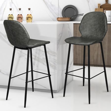 2x Bar Stool Barstools Counter Grey