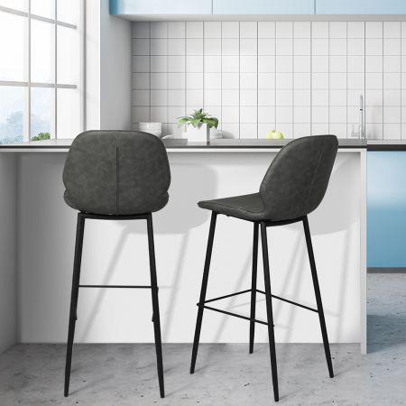 2x Bar Stool Barstools Counter Grey