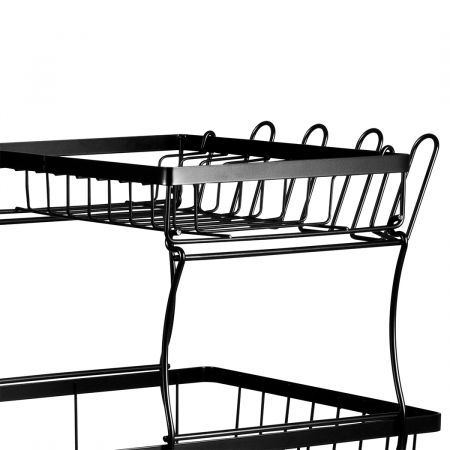 TOQUE Detachable Dish Drying Rack Cutlery Organizer Drainer Board  2 Tier Black