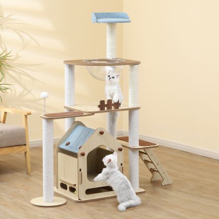 PaWz Cat Tree Scratching Post Scratcher Cats Tower Wood Condo Toys House 138cm