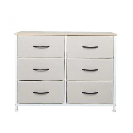 Levede Storage Cabinet Tower Chest of Drawers Dresser Tallboy 5 Drawer Beige