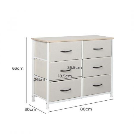 Levede Storage Cabinet Tower Chest of Drawers Dresser Tallboy 5 Drawer Beige