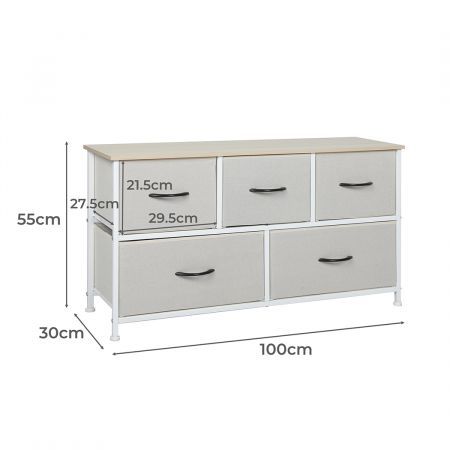 Levede Storage Cabinet Tower Chest of Drawers Dresser Tallboy 6 Drawer Beige