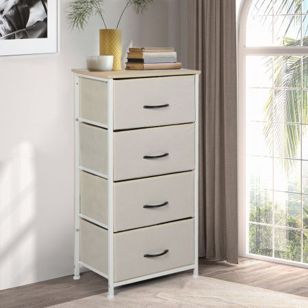 Levede Storage Cabinet Tower Chest of Drawers Dresser Tallboy 8 Drawer Beige