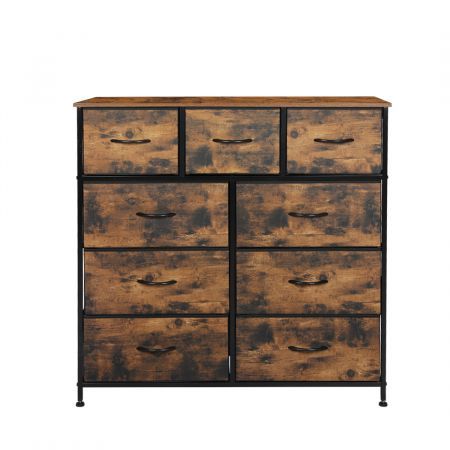 Levede Storage Cabinet Tower Chest of Drawers Dresser Tallboy Drawer Retro Brown