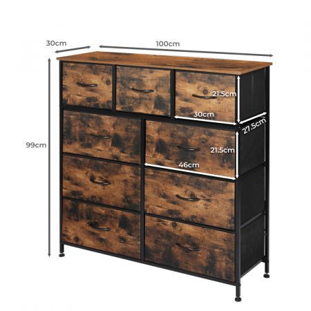 Levede Storage Cabinet Tower Chest of Drawers Dresser Tallboy Drawer Retro Brown