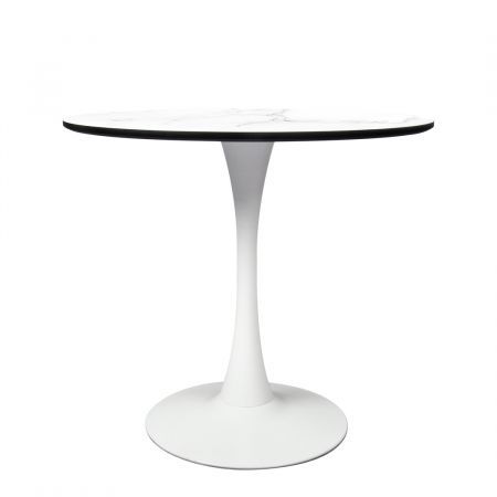 Levede Dining Table Kitchen Swivel Marble Tulip Outdoor Round Metal White