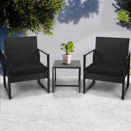 Levede 3 Pcs Outdoor Furniture Set Chair Table Setting Patio Garden Rattan Seat