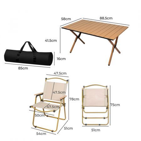 Levede Folding Camping Table Chair Set Portable Picnic Outdoor Egg Roll Foldable