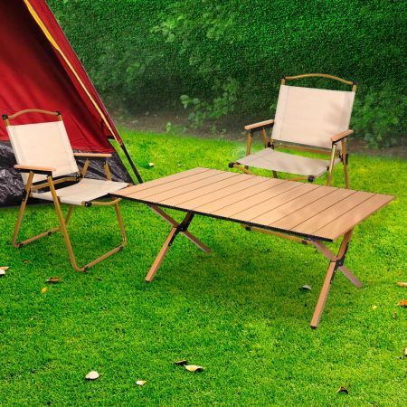 Levede Folding Camping Table Chair Set Portable Picnic Outdoor Egg Roll Foldable