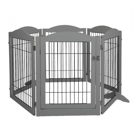 PaWz 6 Panels Pet Dog Playpen Puppy Exercise Cage Enclosure Fence Indoor Grey