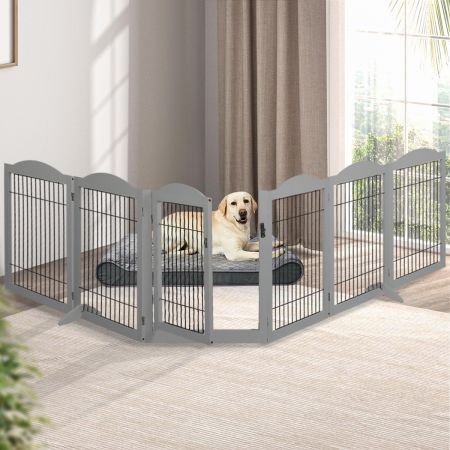 PaWz 6 Panels Pet Dog Playpen Puppy Exercise Cage Enclosure Fence Indoor Grey