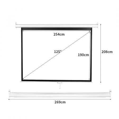 125 inches Projector Screen Manual Projection 3D Home Cinema Retractable 4:3 Screens