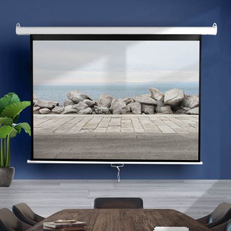 120 inches Projector Screen Manual Projection Retractable 3D Home Cinema 4:3 Screens