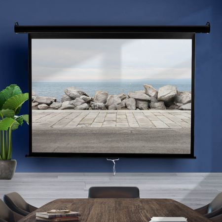 100 inches Projector Screen Manual Projection 3D Home Cinema Retractable 4:3 Screens