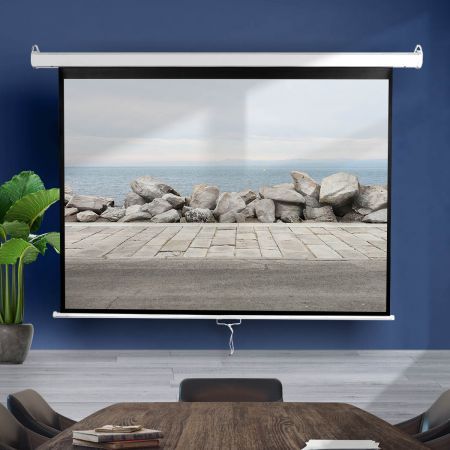 100 inches Projector Screen Manual Projection Retractable 3D Home Cinema 4:3 Screens