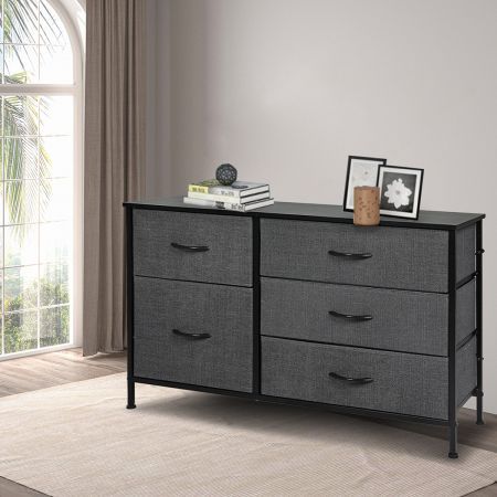 Levede Storage Cabinet Tower Chest of Drawers Dresser Tallboy 5 Drawer Grey