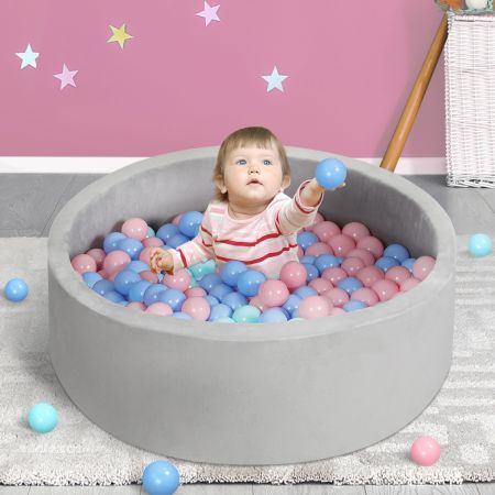 BoPeep Kids Balls Pit Baby Ocean Play Foam Pool Barrier Toy Padding Child Grey