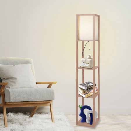 EMITTO LED Floor Lamp with Storage Shelf 3 Tier Standing Reading Corner Light