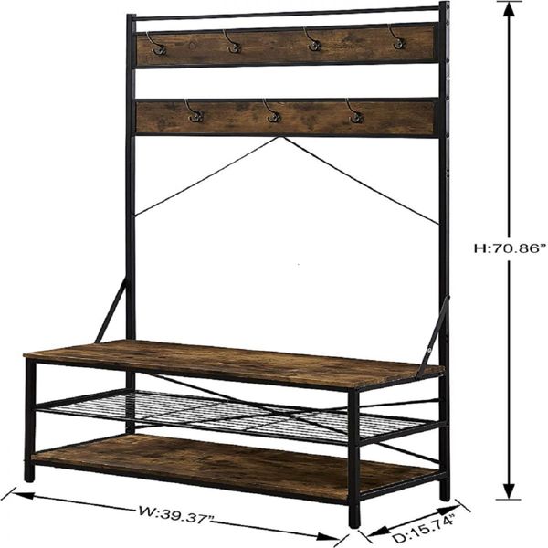 3 Tier Entryway Coat Shoe Rack and Storage Shelves