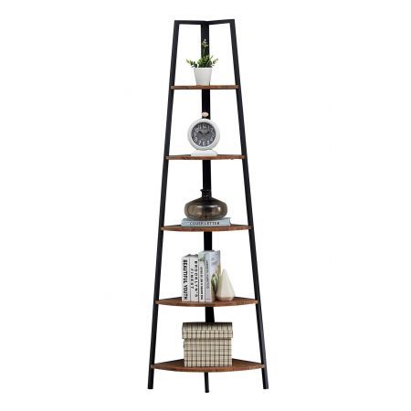 5 Tier A-Shaped Industrial Style Corner Shelves Retro Brown