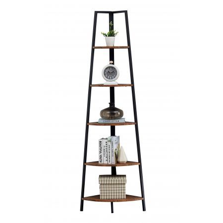 5 Tier A-Shaped Industrial Style Corner Shelves Retro Brown