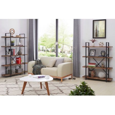 4 Tier Industrial Style Bookshelf Retro Brown