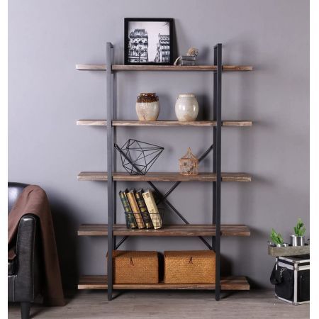 5 Tier Industrial Style Bookshelves Retro Brown