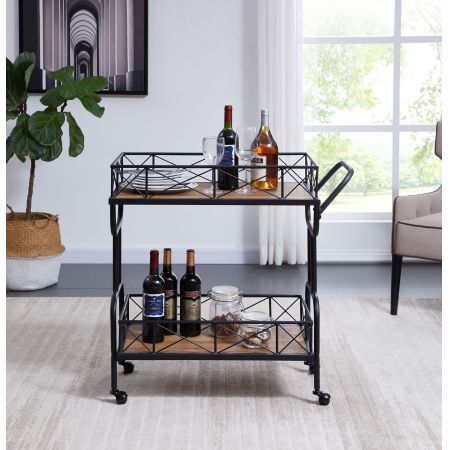 Drink Trolley Wood and Metal Bar Carts Vintage Brown