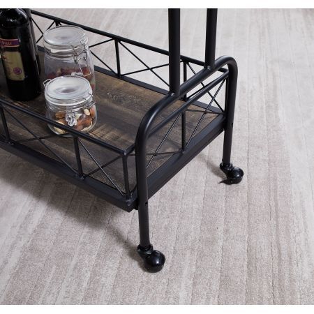 Drink Trolley Wood and Metal Bar Carts Vintage Grey