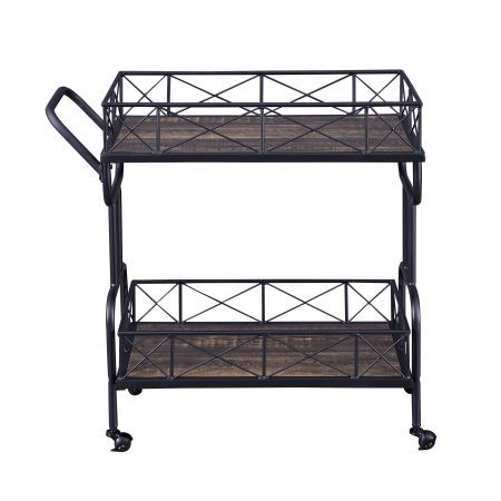 Drink Trolley Wood and Metal Bar Carts Vintage Grey