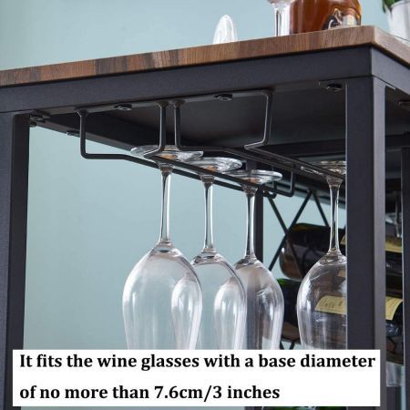 Industrial Wine Rack Table with Glass Holder Brown