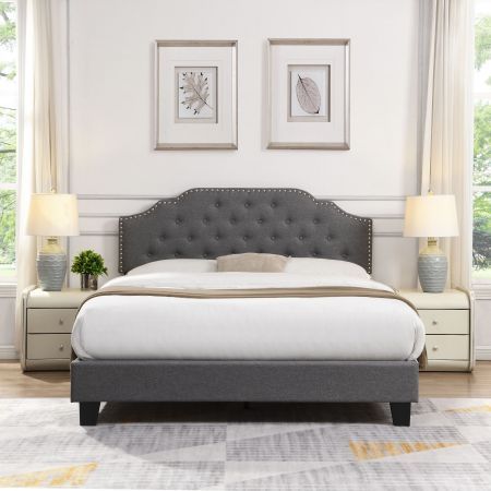 BEF02 Queen Size Bed Frame Base Mattress Platform Grey