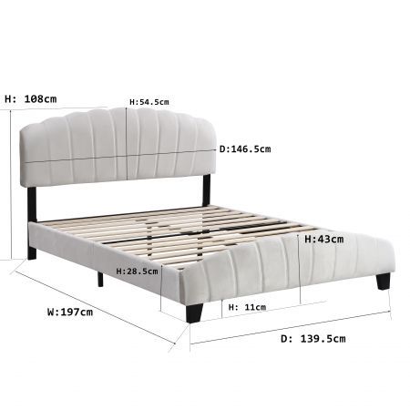 Double Size Shell-Style Bed Frame Base Mattress Platform BEF04 Beige