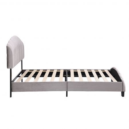 Queen Size Shell-Style Bed Frame Base Mattress Platform BEF04 Grey