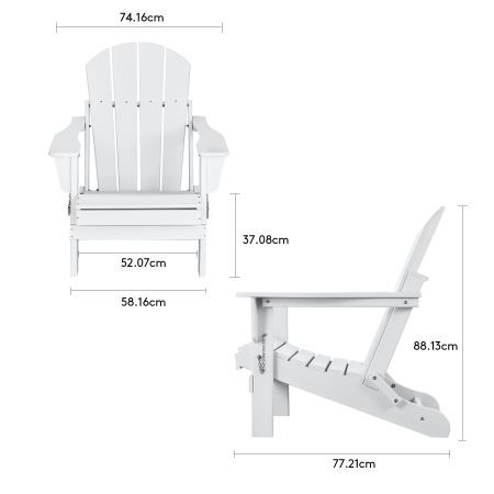 EHOMMATE HDPE Folding & Painted Outdoor Adirondack Chair Weather Resistant White