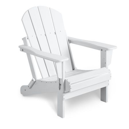 EHOMMATE HDPE Folding & Painted Outdoor Adirondack Chair Weather Resistant White