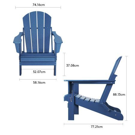 EHOMMATE HDPE Folding & Painted Outdoor Adirondack Chair Weather Resistant Navy Blue