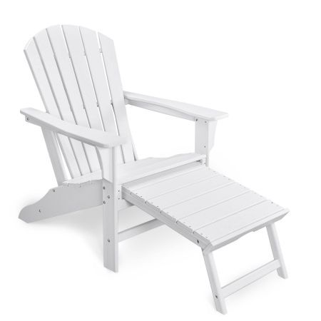 EHOMMATE HDPE Outdoor Adirondack Chair with Footrest White