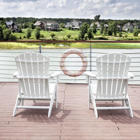 EHOMMATE HDPE Outdoor Adirondack Chair with Footrest White