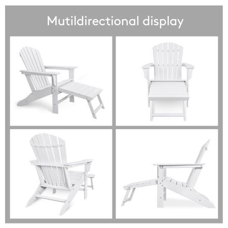 EHOMMATE HDPE Outdoor Adirondack Chair with Footrest White